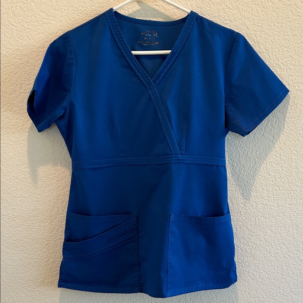 Blue Women's V-Neck Scrub Top